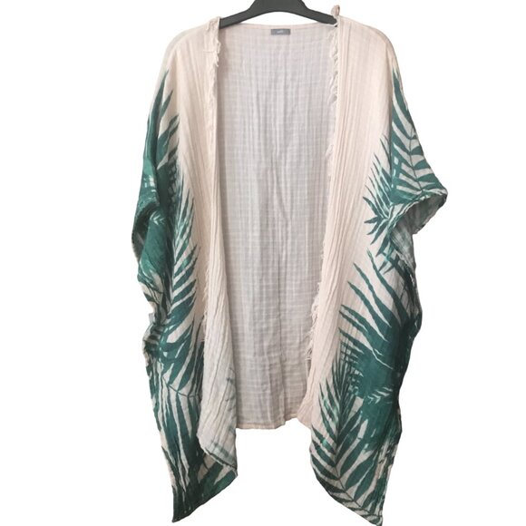 American Eagle AERIE Palm Leaves Beach Cover Up Open Front Kimono One Size - Picture 3 of 16